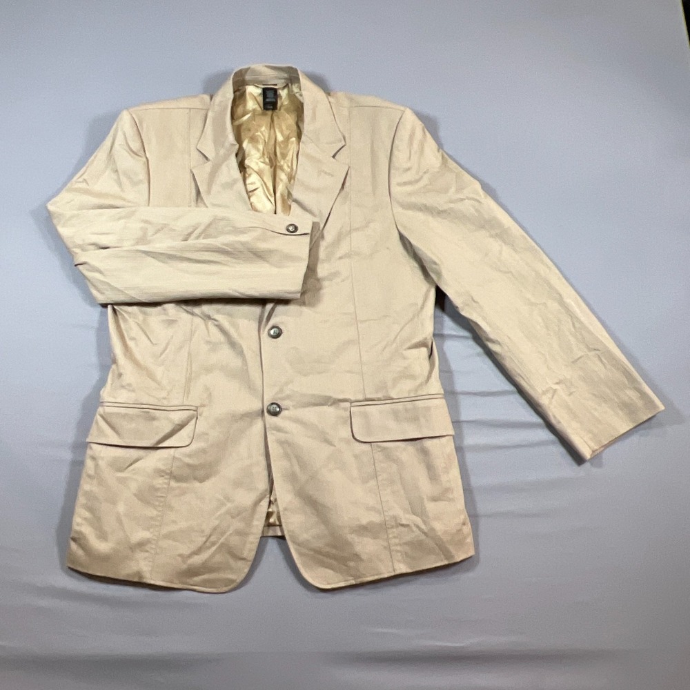 Axcess Blazer Jacket Mens Large Beige Cotton Stretch Single Breasted Notch Lapel